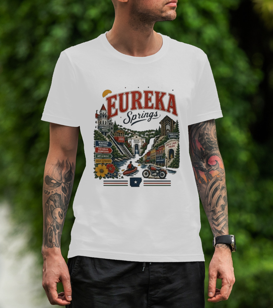 Eureka Springs Crescent Hotel Thorncrown Chapel Victorian Downtown Onyx Cave Basin Park Great Outdoors Art Music T-Shirt