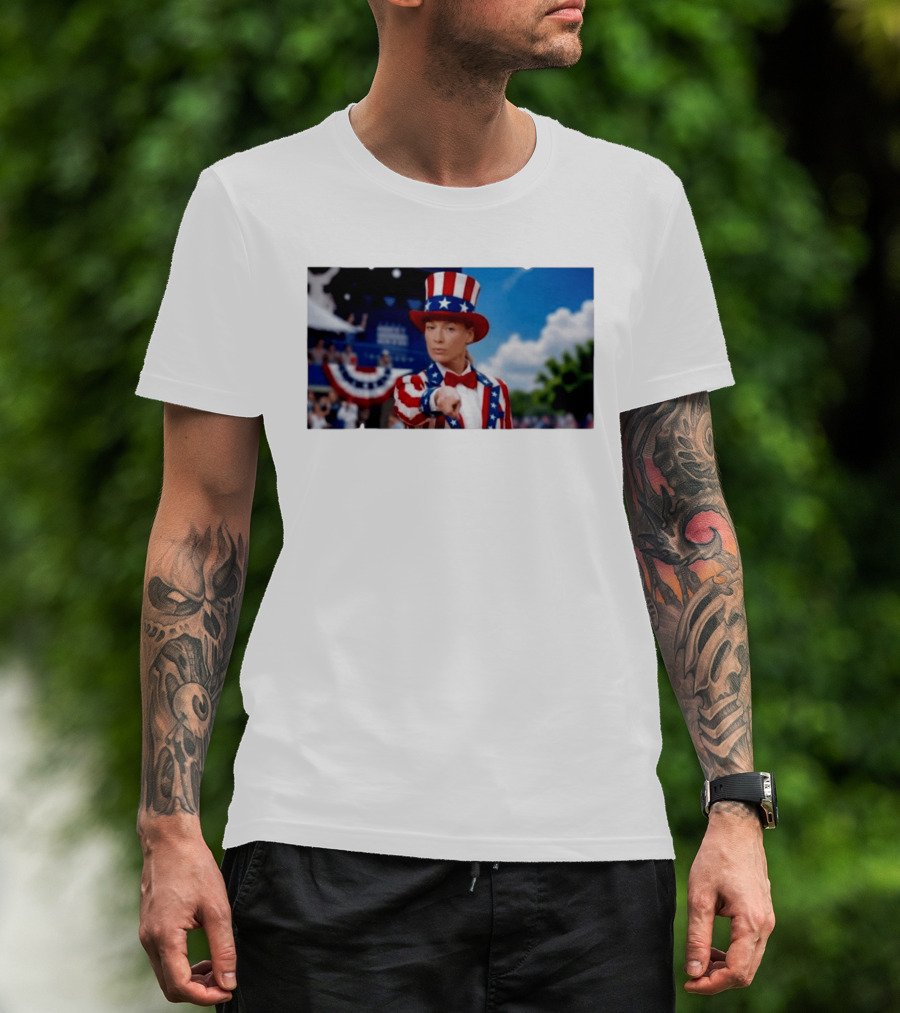 Sophia Cunningham Uncle Sam Patriotic Costume Red White Blue Stars And Stripes T-Shirt