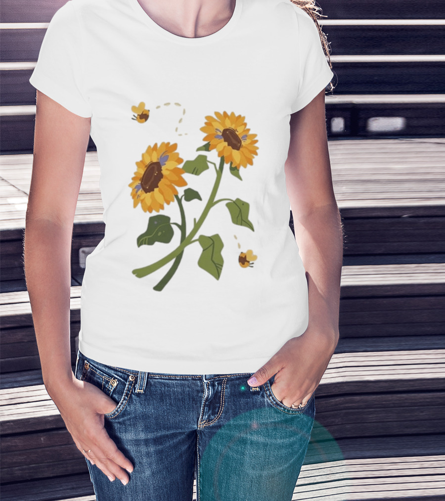 Sunflower Good Times With Sunflowers Bees And Scar Suowers T-Shirt