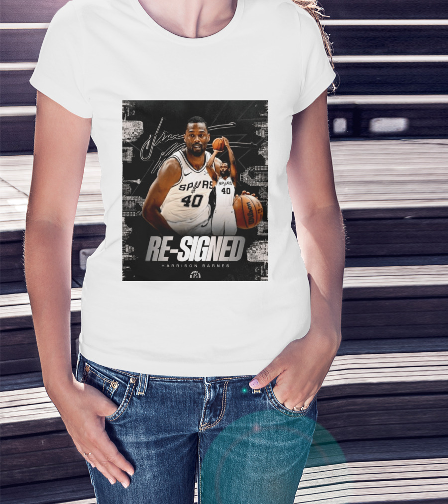 Re Signed Harrison Barnes Spurs 40 Basketball Return T-Shirt