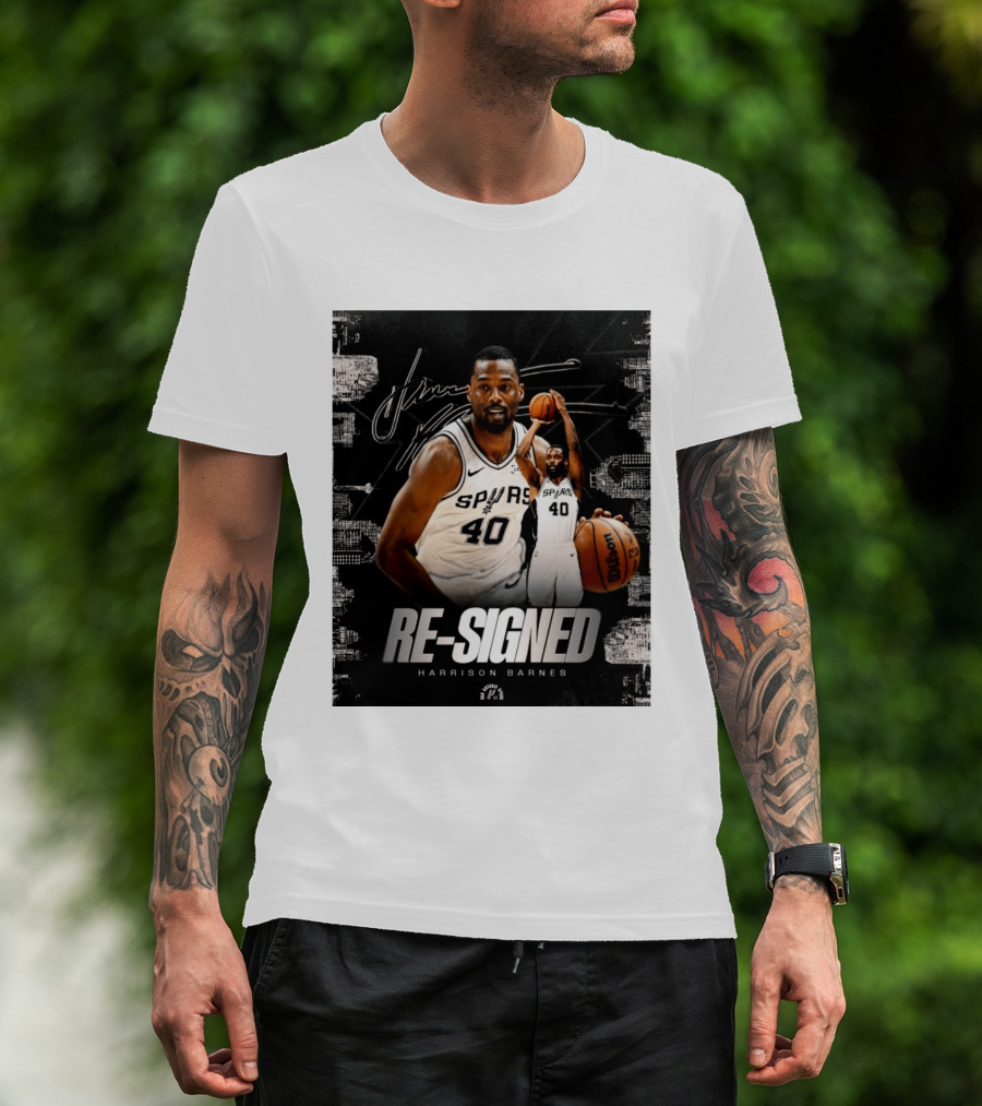 Re Signed Harrison Barnes Spurs 40 Basketball Return T-Shirt