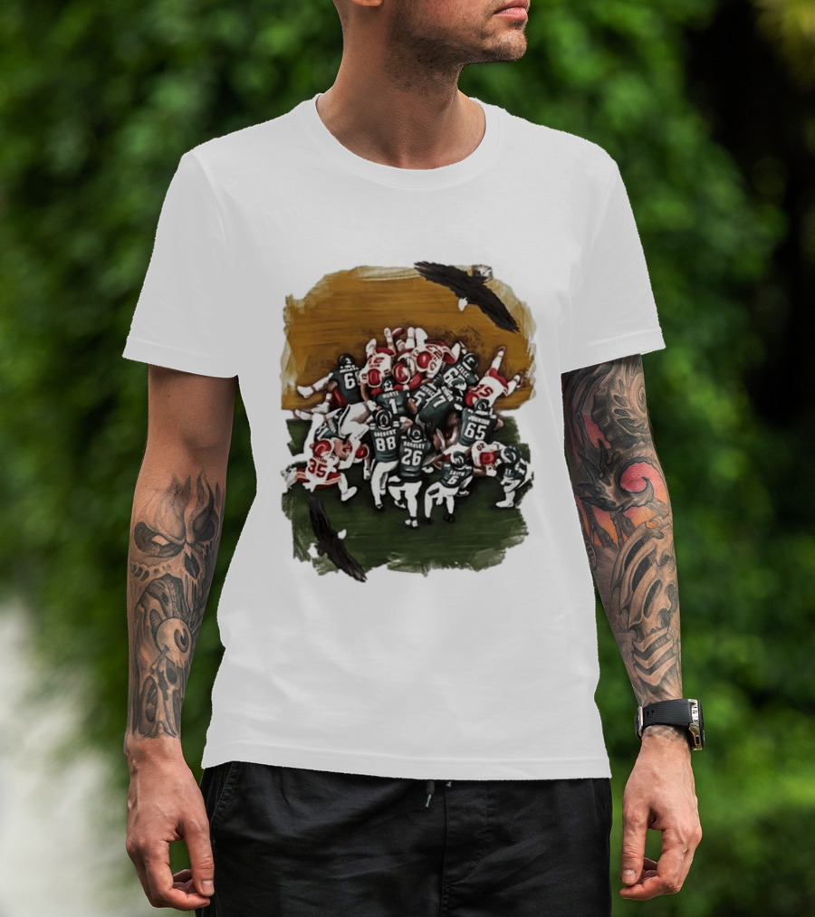 Philadelphia Eagles Tush Push Football Play Action With Team Players And Opponents T-Shirt