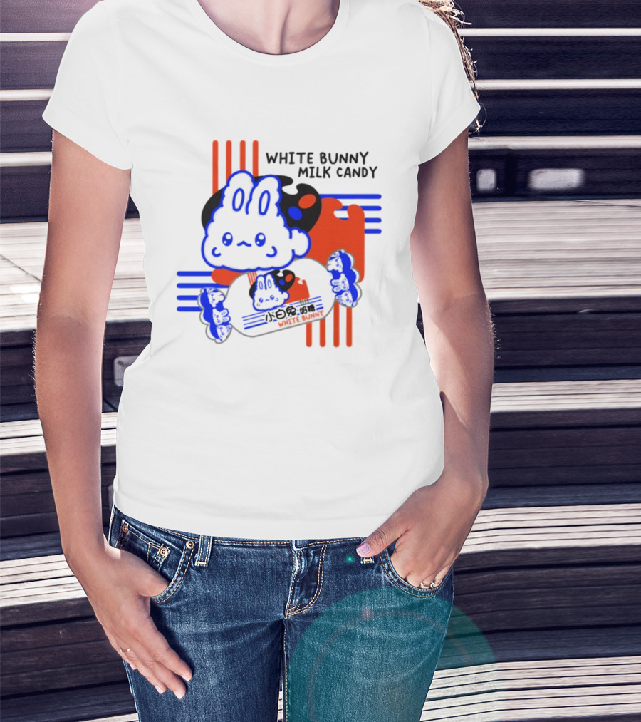 White Bunny Milk Candy Kawaii Asian Snacks Cute Blue Japanese T-Shirt