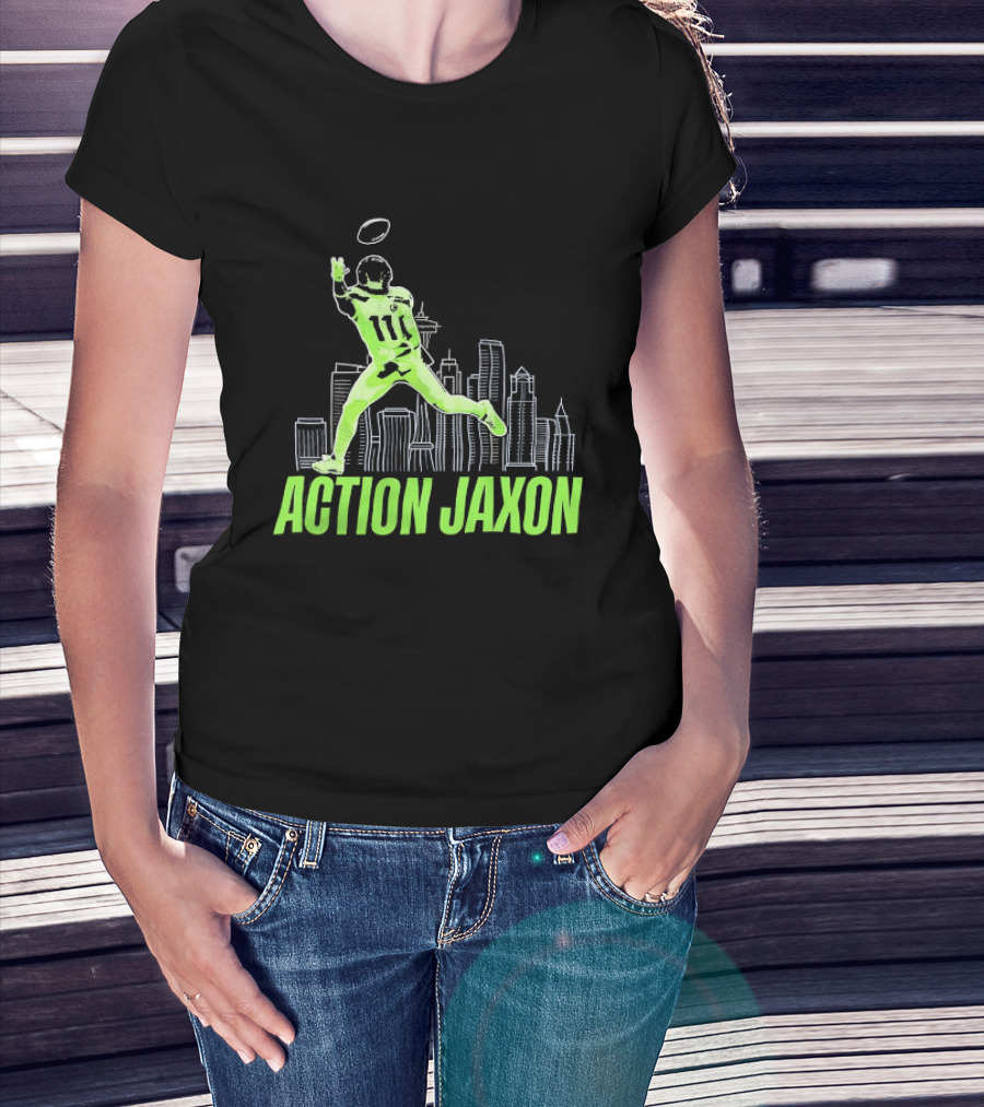 Action Jaxon Seattle Skyline Football Catcher T-Shirt