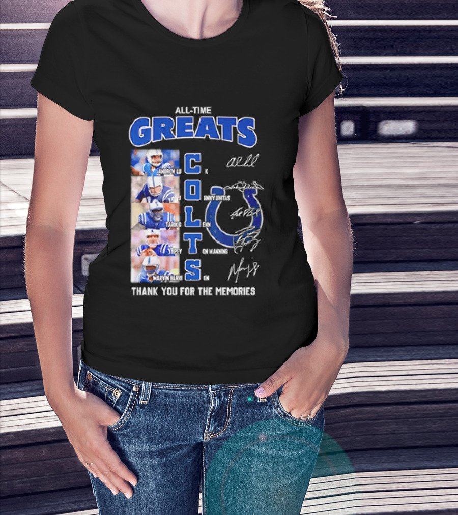 All Time Greats Indianapolis Colts Autograph Signatures Thank You For The Memories T-Shirt