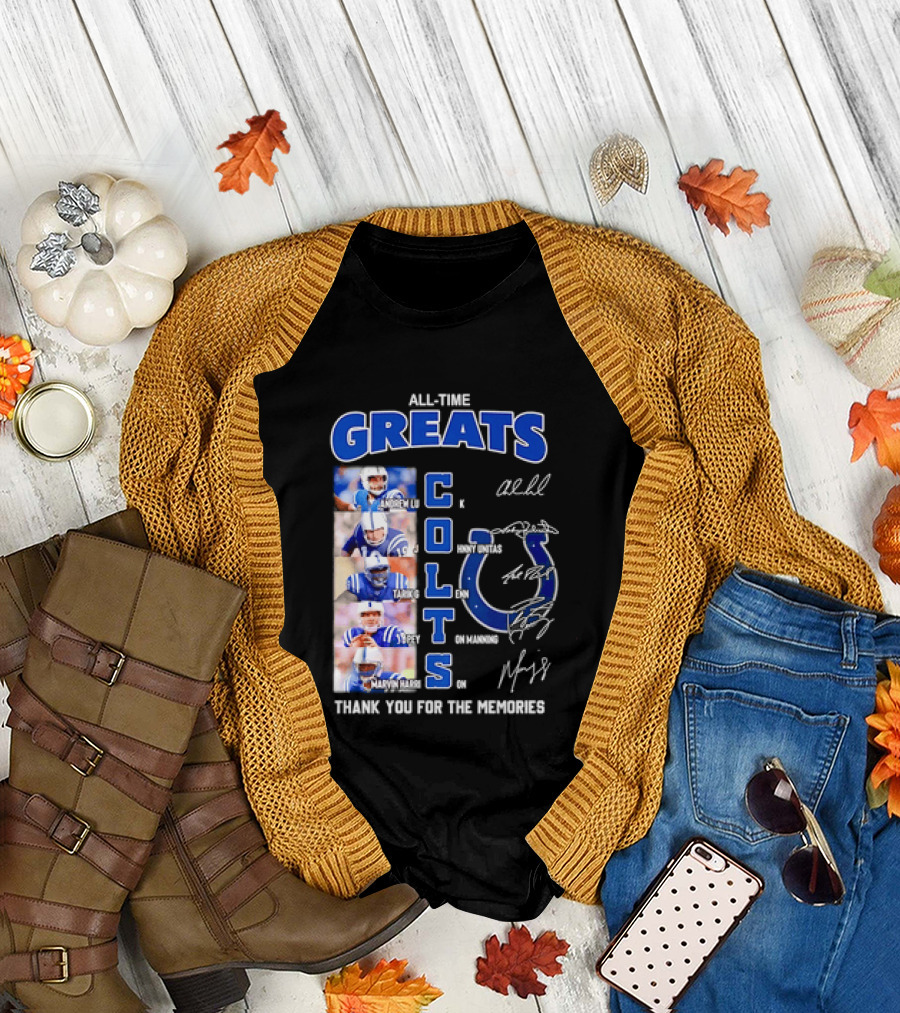 All Time Greats Indianapolis Colts Autograph Signatures Thank You for the Memories T-Shirt