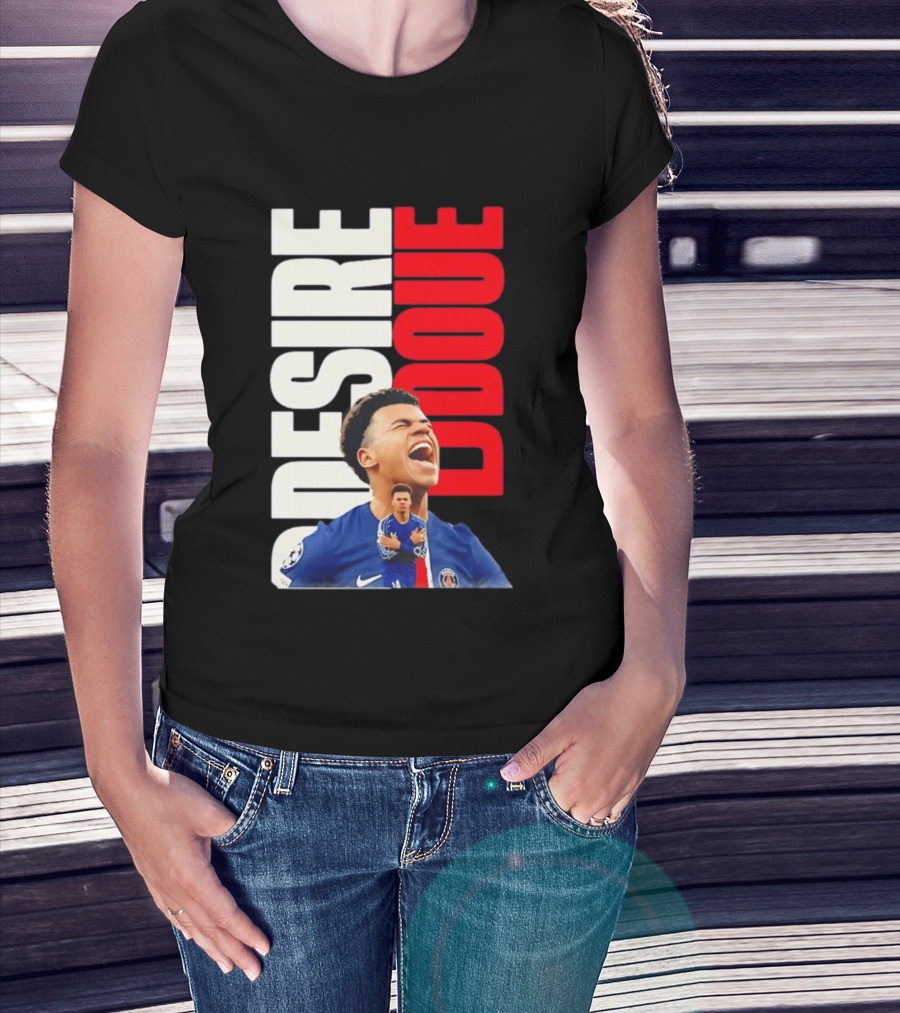 Désiré Doué Celebrating PSG Paris Saint Germain Player T-Shirt