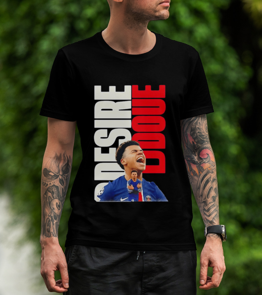 Désiré Doué Celebrating PSG Paris Saint Germain Player T-Shirt
