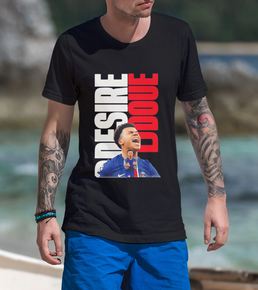 Désiré Doué Celebrating PSG Paris Saint Germain Player T-Shirt