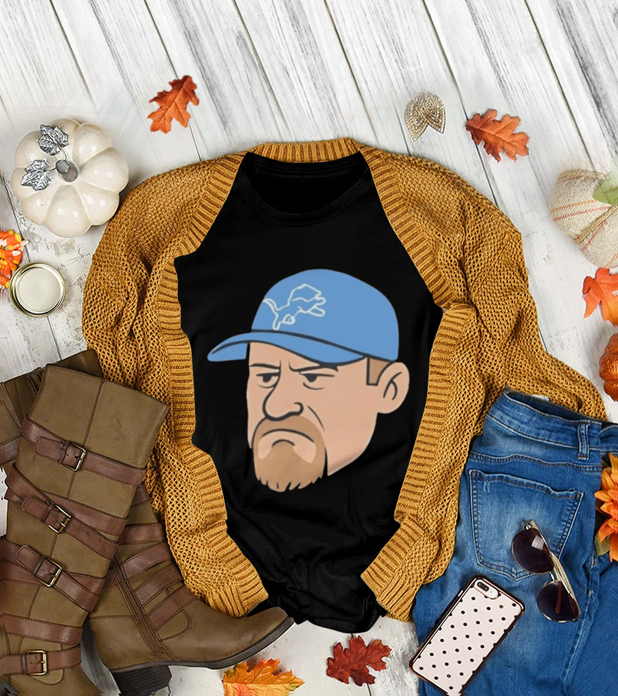 Detroit Lions Grumpy Man With Hat Football Team Fan T-Shirt