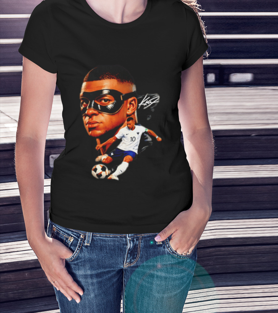 France Kylian Mbappe 10 Soccer Star Masked Player T-Shirt