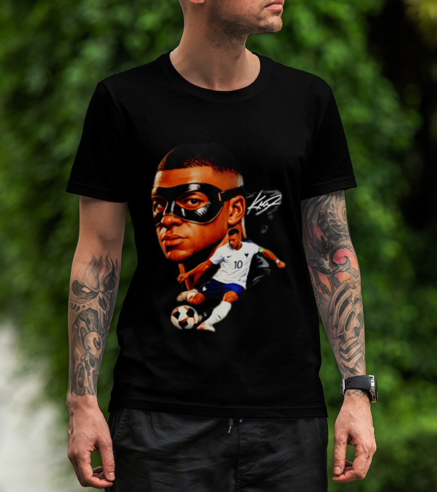 France Kylian Mbappe 10 Soccer Star Masked Player T-Shirt