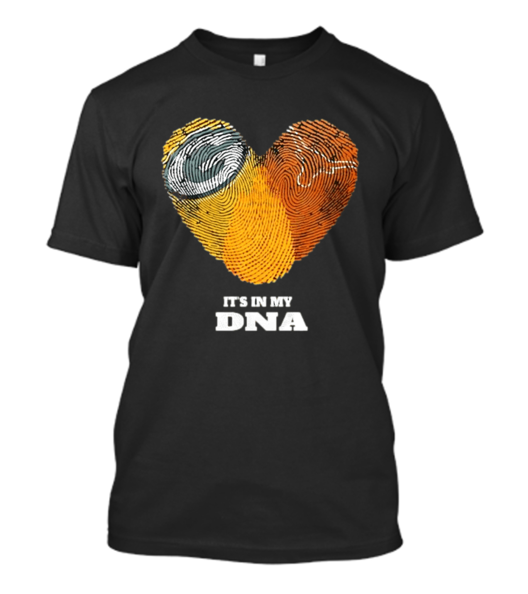 Green Bay Packers Texas Longhorns Heart Shape Fingerprints It's In My DNA T-Shirt