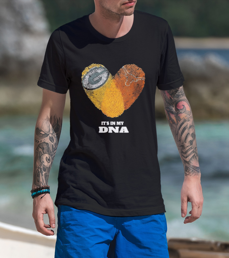 Green Bay Packers Texas Longhorns Heart Shape Fingerprints It's In My DNA T-Shirt