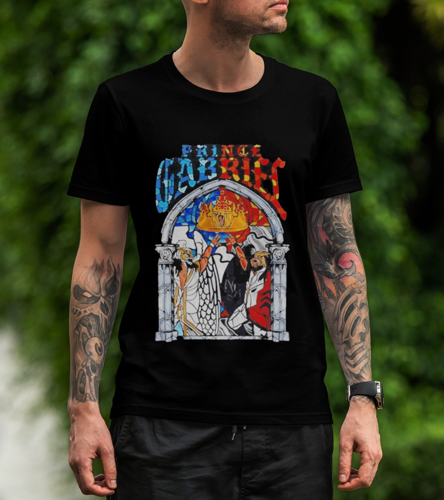 Prince Gabriel Stained Glass Window Kings Crown Angels T-Shirt