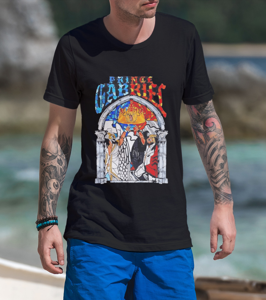 Prince Gabriel Stained Glass Window Kings Crown Angels T-Shirt