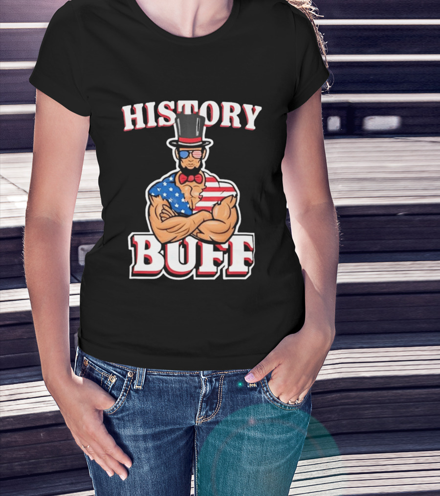 History Buff Abraham Lincoln Gym Bro American Flag Muscle T-Shirt