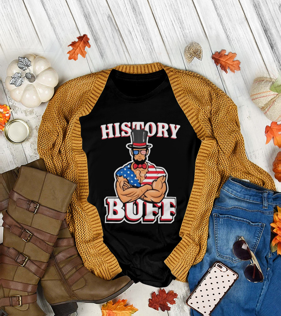 History Buff Abraham Lincoln Gym Bro American Flag Muscle T-Shirt