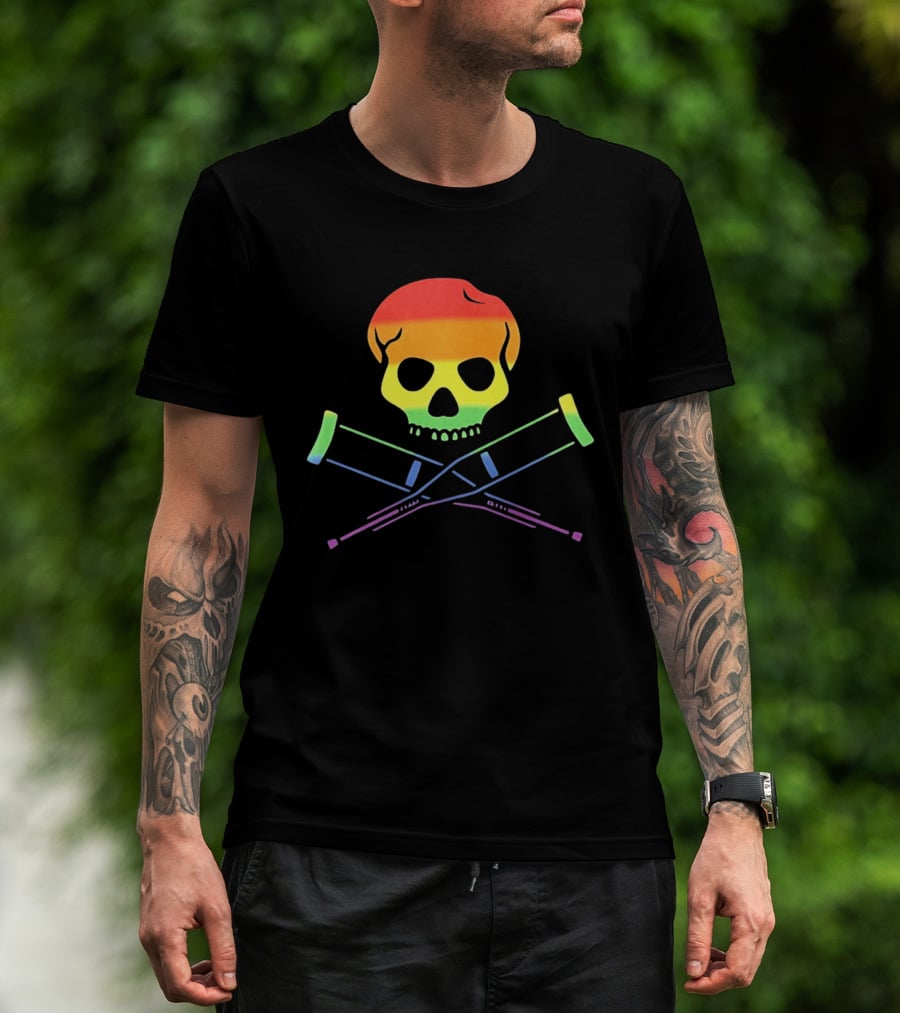 Skull With Crutches Rainbow T-Shirt