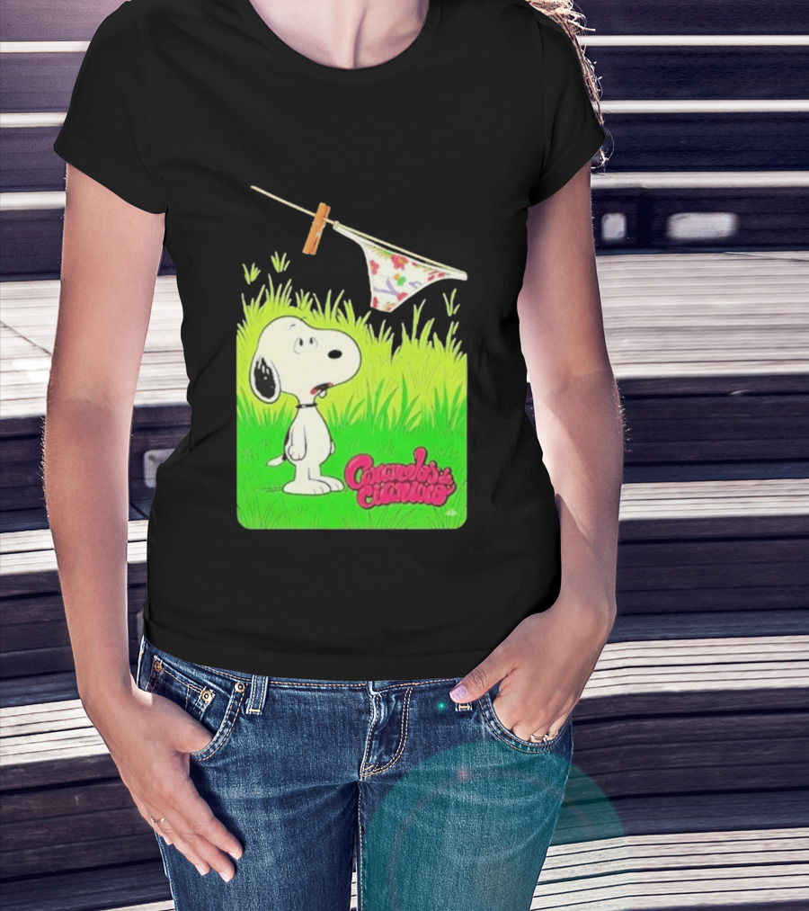 Snoopy Caramelos De Cianuro En Español Classic Cartoon And Rock Band Fusion T-Shirt