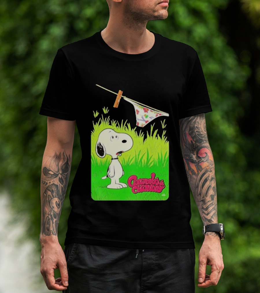 Snoopy Caramelos De Cianuro En Español Classic Cartoon And Rock Band Fusion T-Shirt