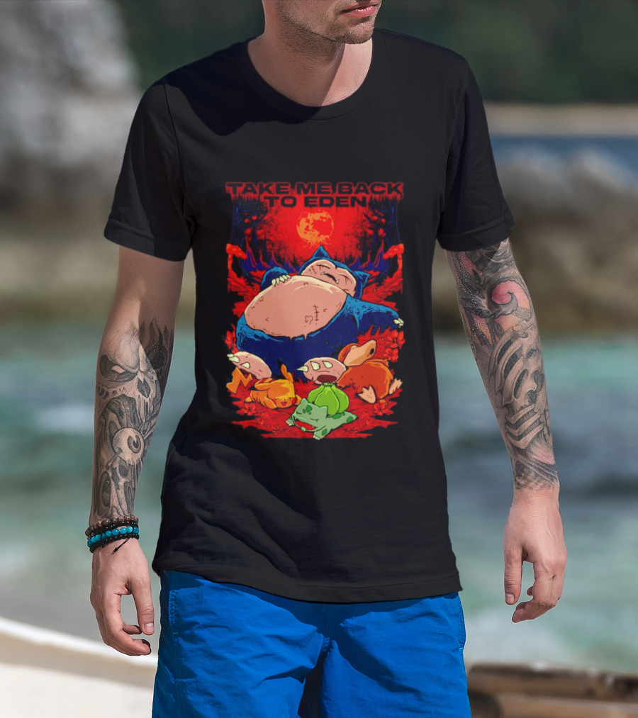 Snorlax Pikachu Bulbasaur Take Me Back To Eden Fantasy Forest T-Shirt