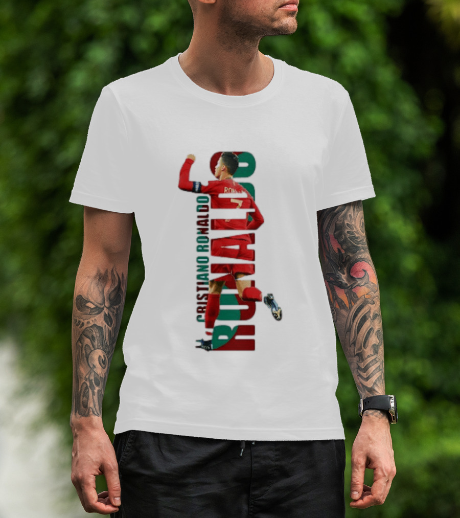 Cristiano Ronaldo Portugal Goal Celebration Number 7 Red Green T-Shirt