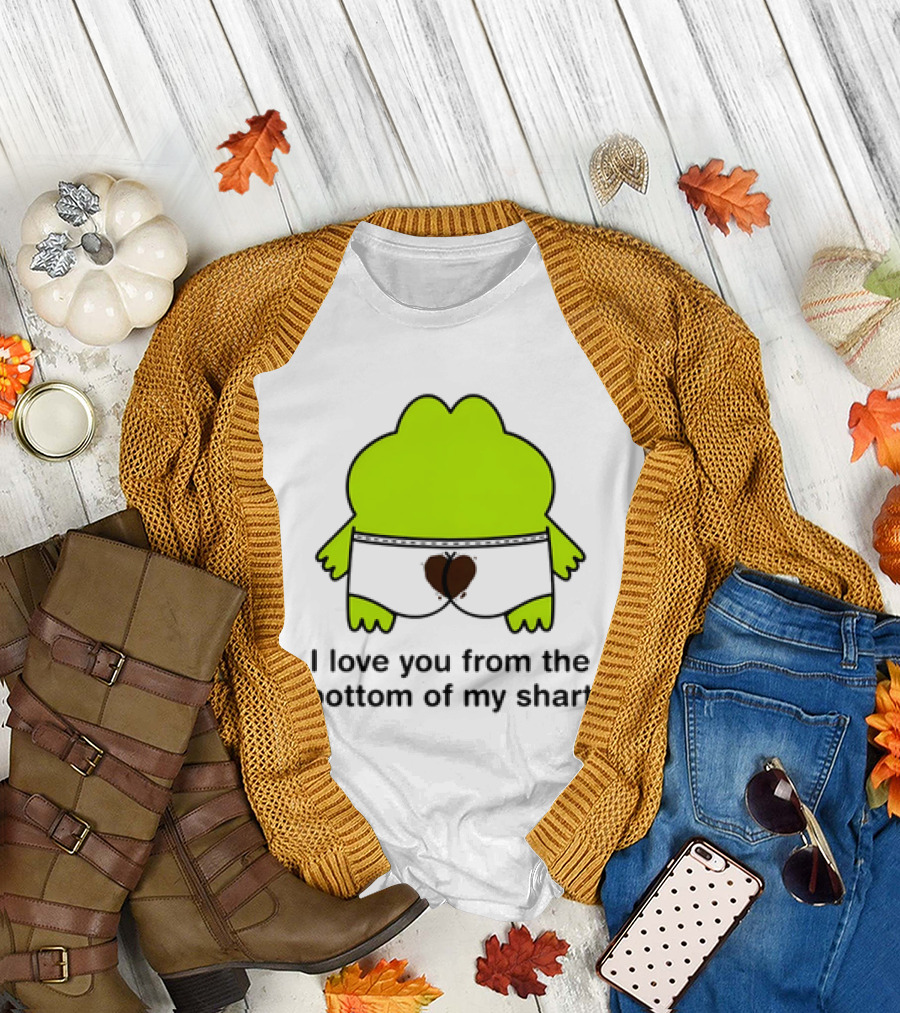 Frog I Love You from the Bottom of My Shart Funny Green Cartoon T-Shirt