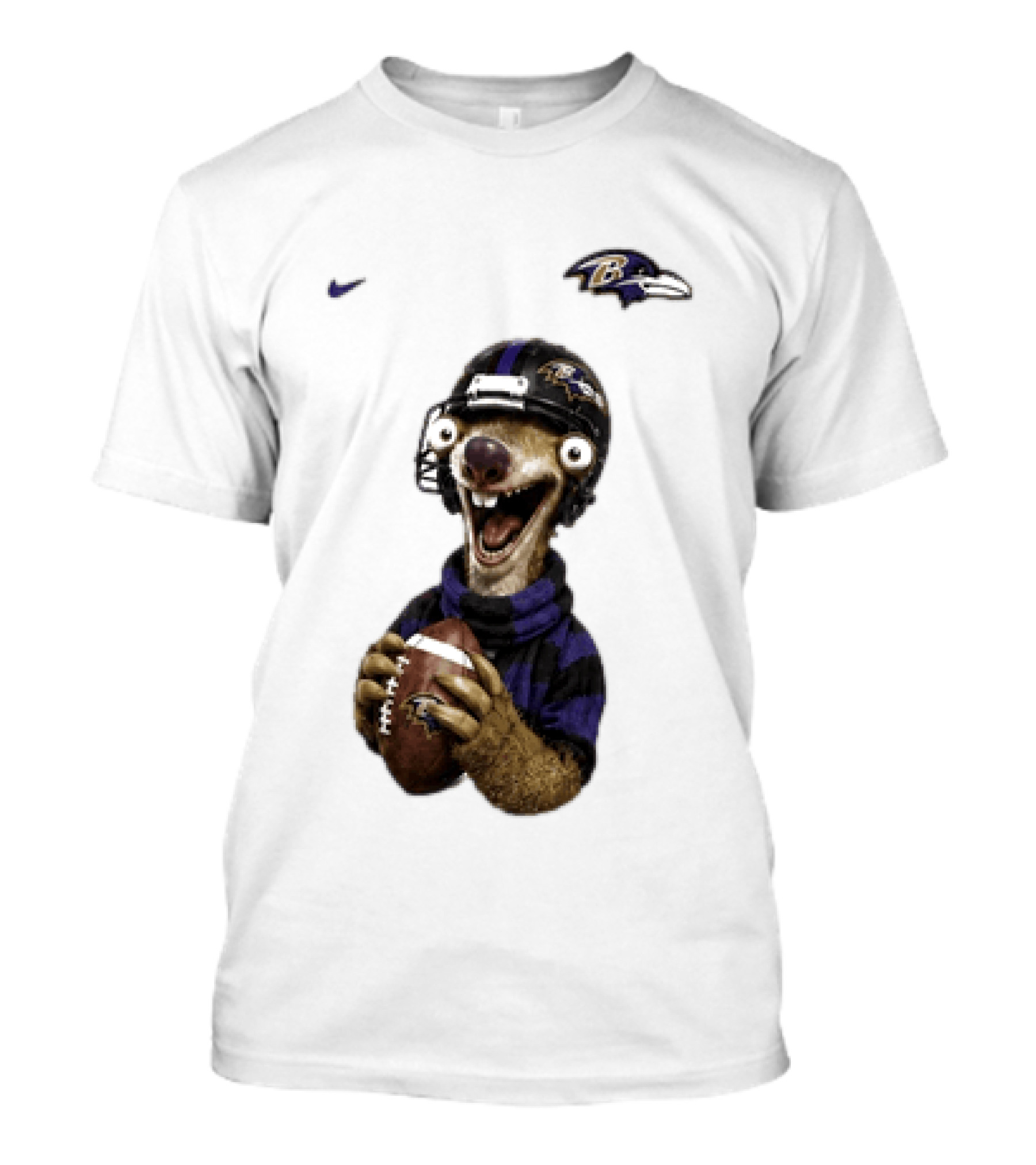 Sid The Sloth Baltimore Ravens Football Helmet And Ball Ravens Fan Gear T-Shirt