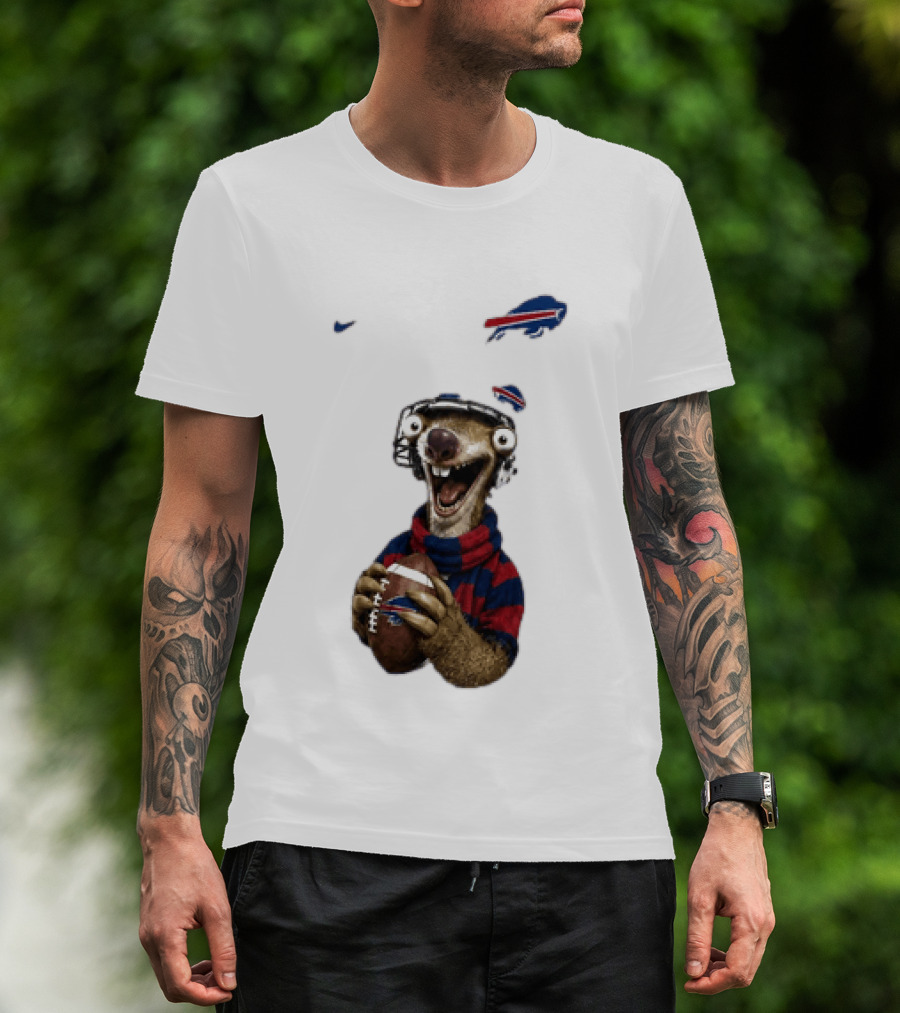 Sid The Sloth Buffalo Bills Football Helmet Scarf Iconic Team Fun T-Shirt
