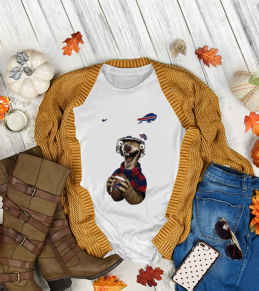 Sid The Sloth Buffalo Bills Football Helmet Scarf Iconic Team Fun T-Shirt
