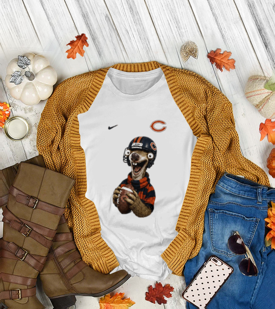 Sid the Sloth Chicago Bears Football Helmet Nike NFL Fan Gear T-Shirt