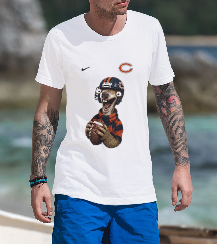 Sid The Sloth Chicago Bears Football Helmet Nike NFL Fan Gear T-Shirt