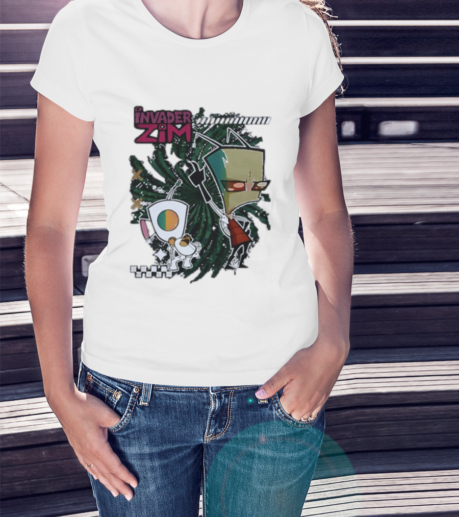 Invader Zim Gir With Zim Eating Taco Spiral T-Shirt