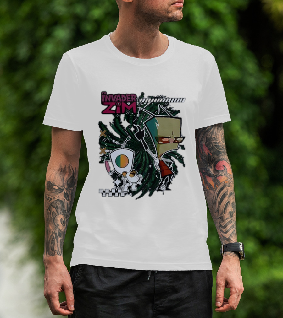 Invader Zim Gir With Zim Eating Taco Spiral T-Shirt