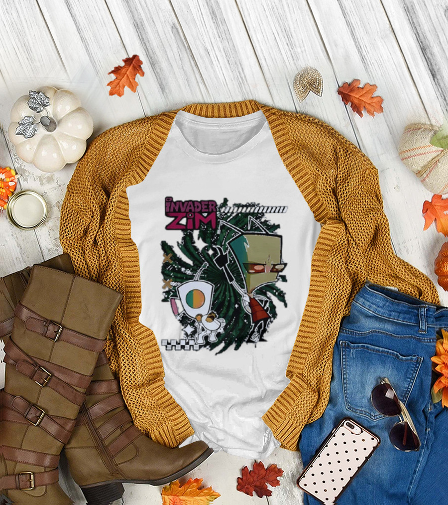 Invader Zim Gir With Zim Eating Taco Spiral T-Shirt