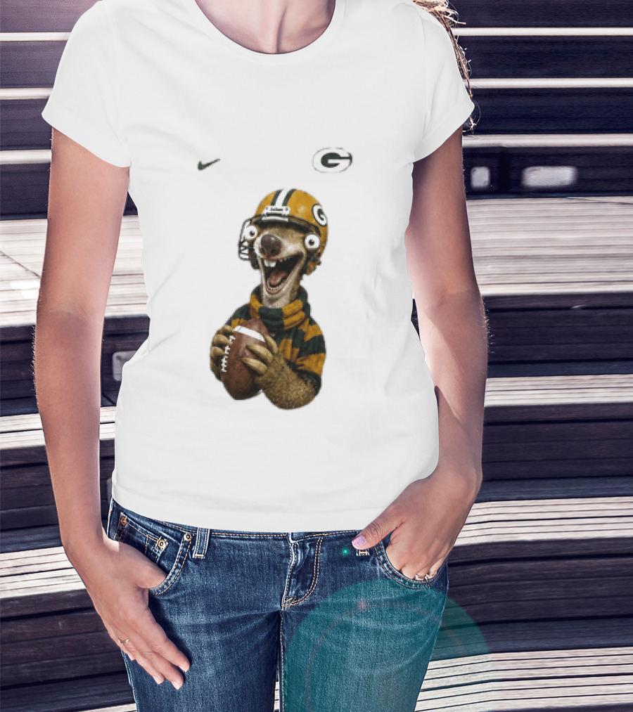 Sid The Sloth Green Bay Packers Football Helmet Fan Gear T-Shirt