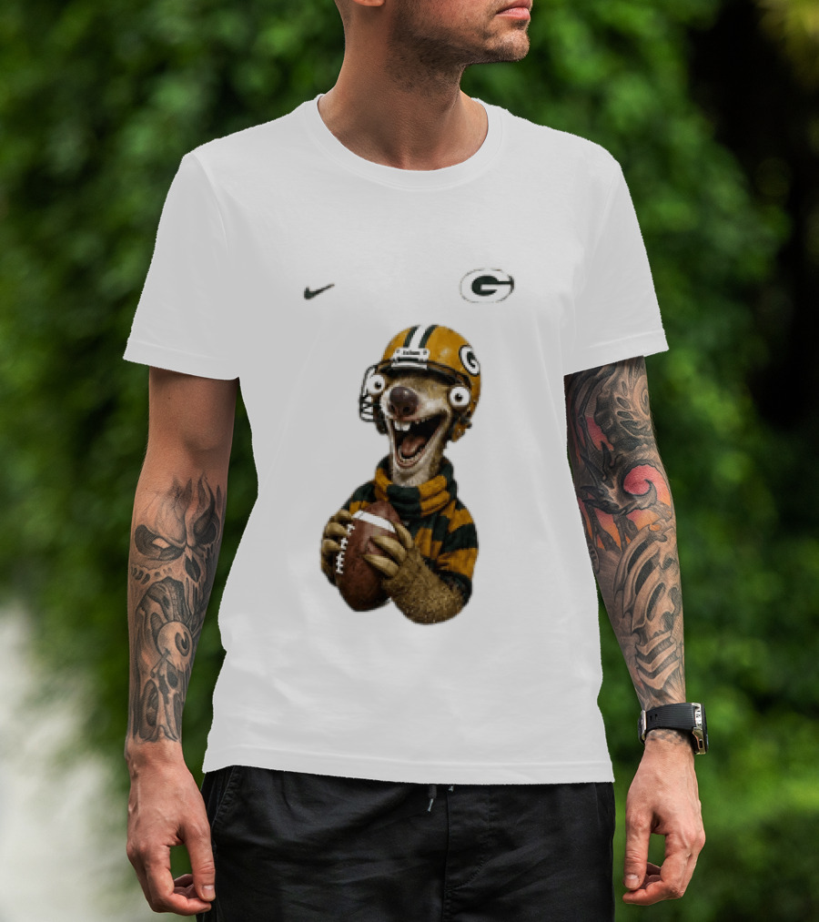 Sid The Sloth Green Bay Packers Football Helmet Fan Gear T-Shirt