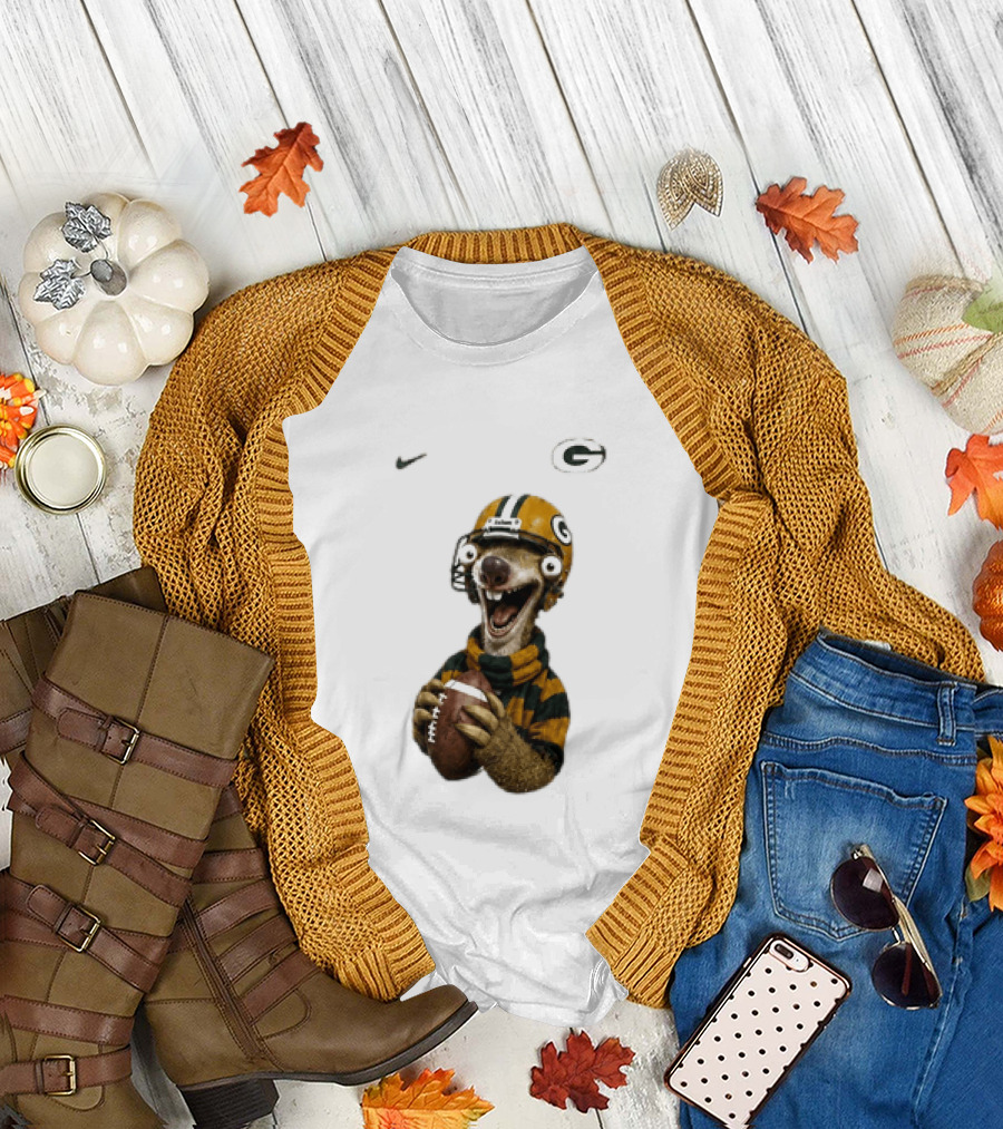 Sid The Sloth Green Bay Packers Football Helmet Fan Gear T-Shirt