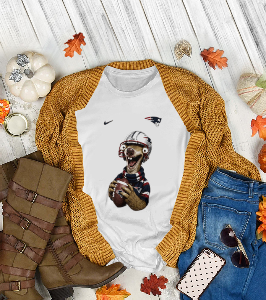 Sid The Sloth New England Patriots Football Helmet NFL Character Fan T-Shirt