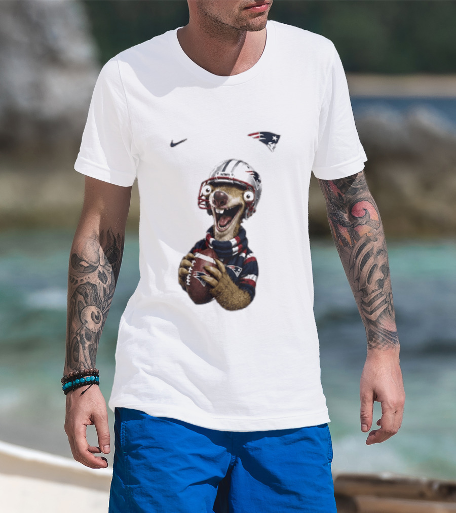 Sid The Sloth New England Patriots Football Helmet NFL Character Fan T-Shirt