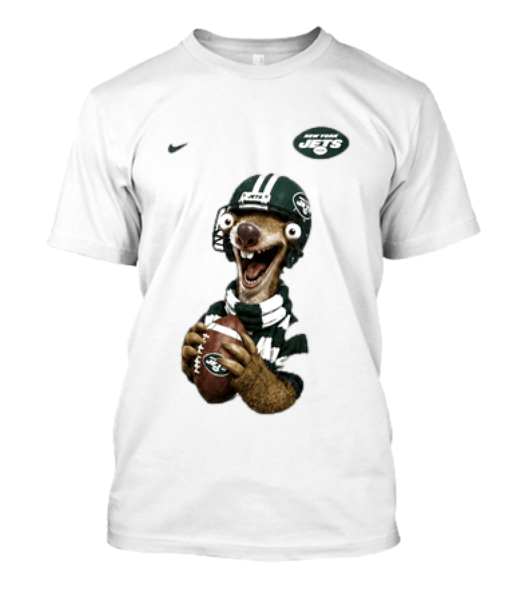 Sid The Sloth New York Jets Football Helmet Scarf And Ball T-Shirt