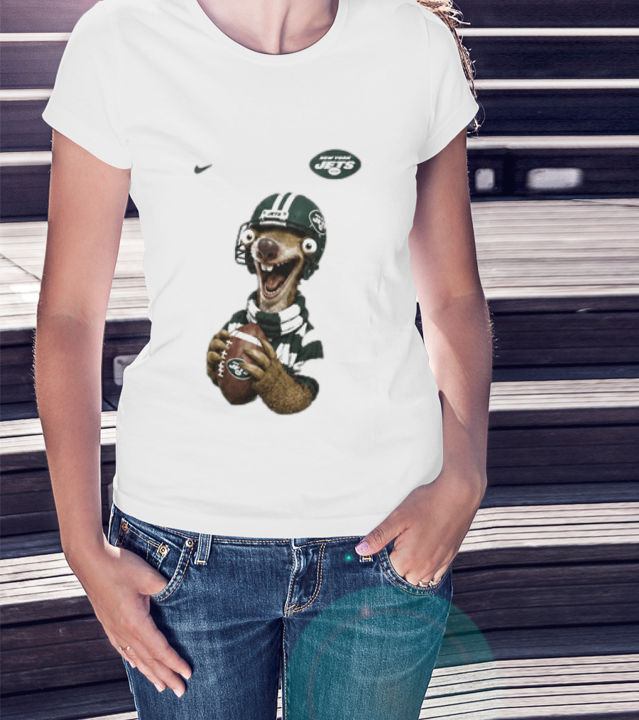 Sid The Sloth New York Jets Football Helmet Scarf And Ball T-Shirt