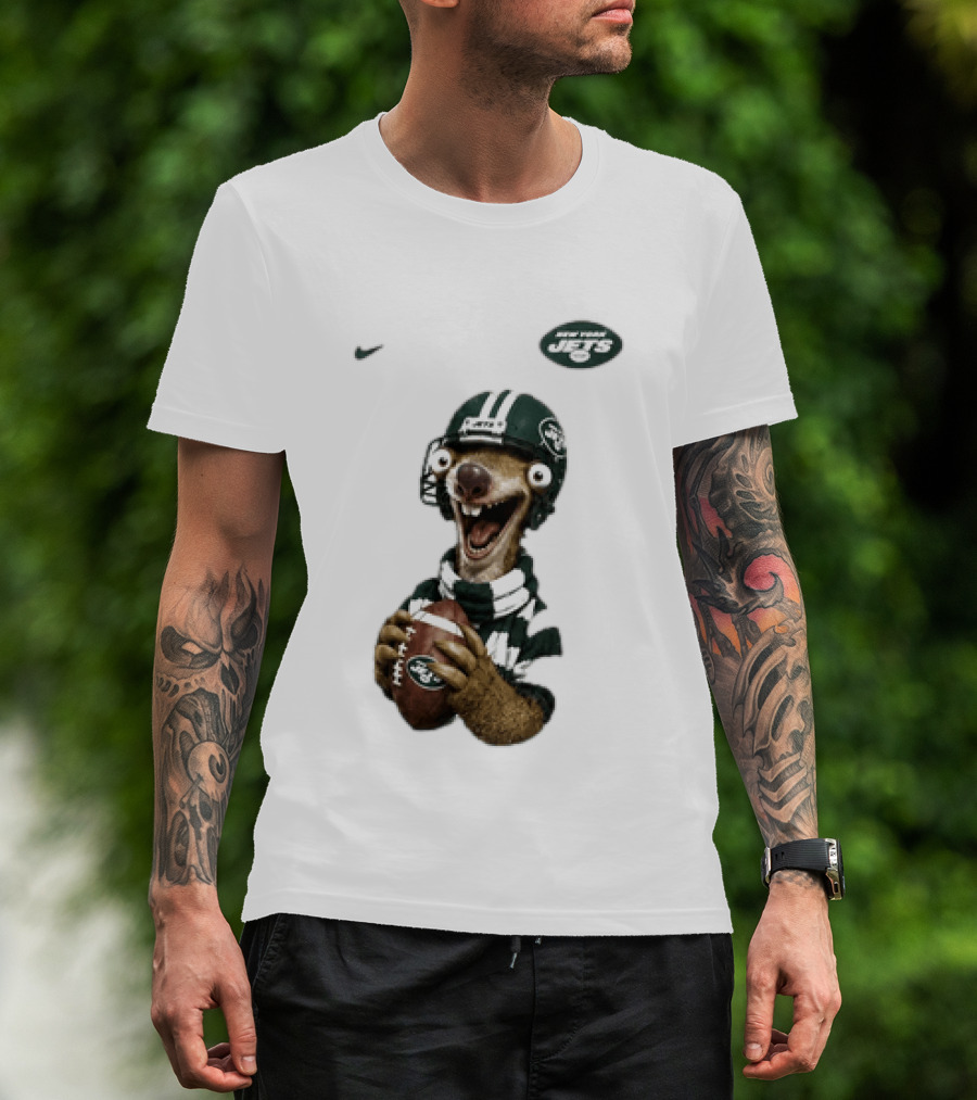 Sid The Sloth New York Jets Football Helmet Scarf And Ball T-Shirt