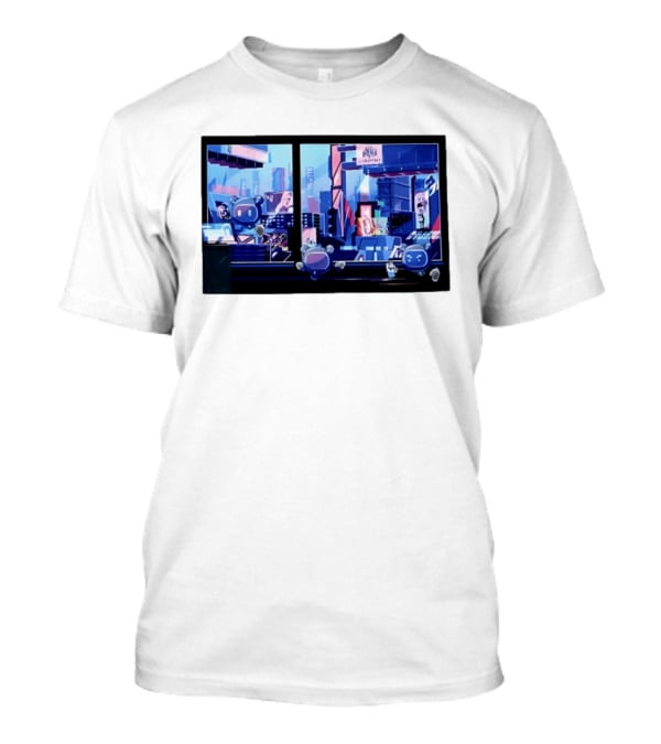 Lit Bot Apts Robots Futuristic City Skyline Pixel T-Shirt