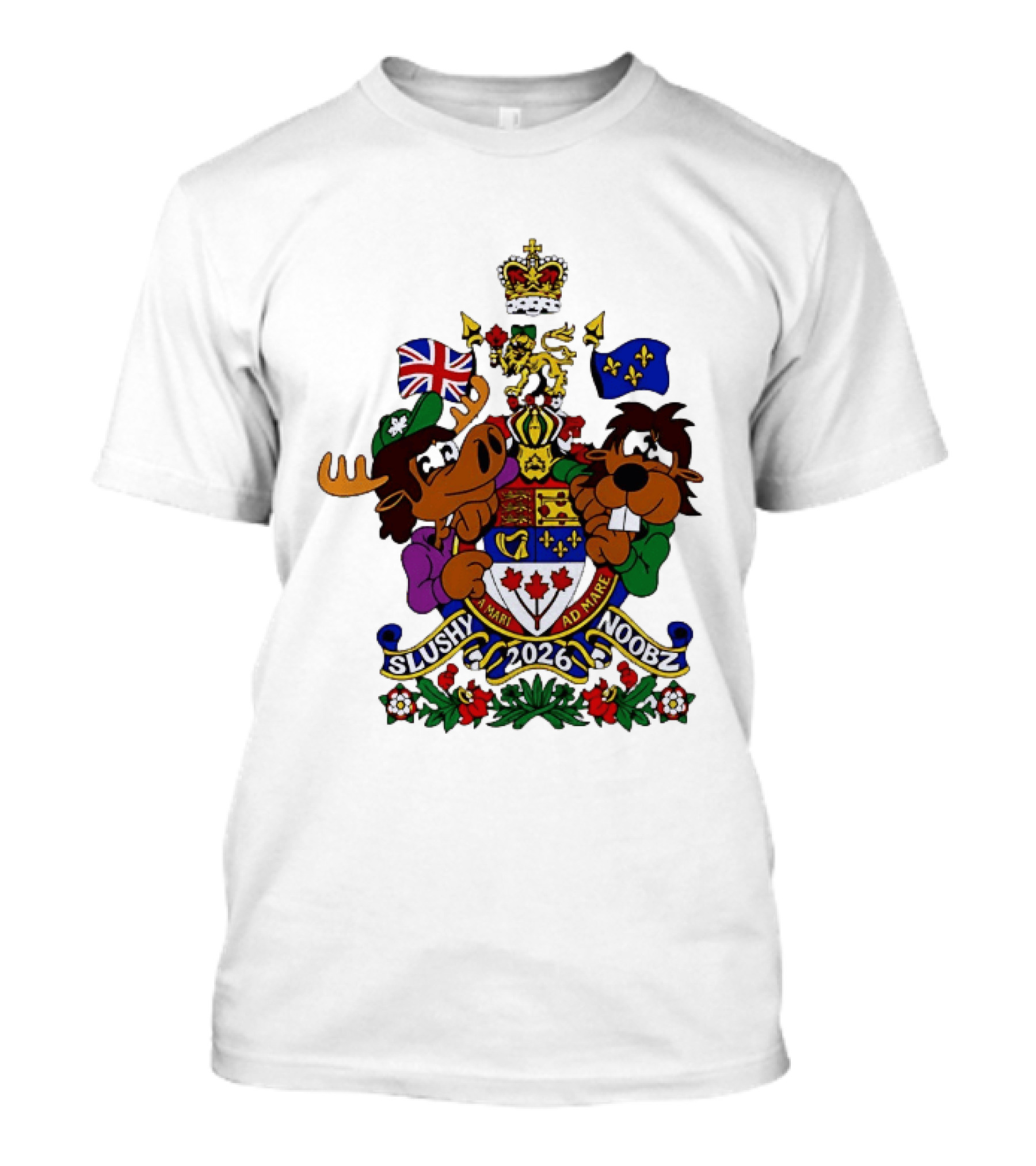 Slushy Noobz Canadian Crest Moose And Beaver 2026 T-Shirt