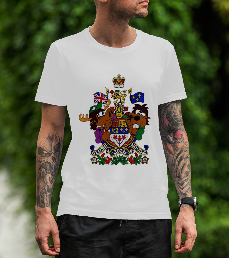 Slushy Noobz Canadian Crest Moose And Beaver 2026 T-Shirt