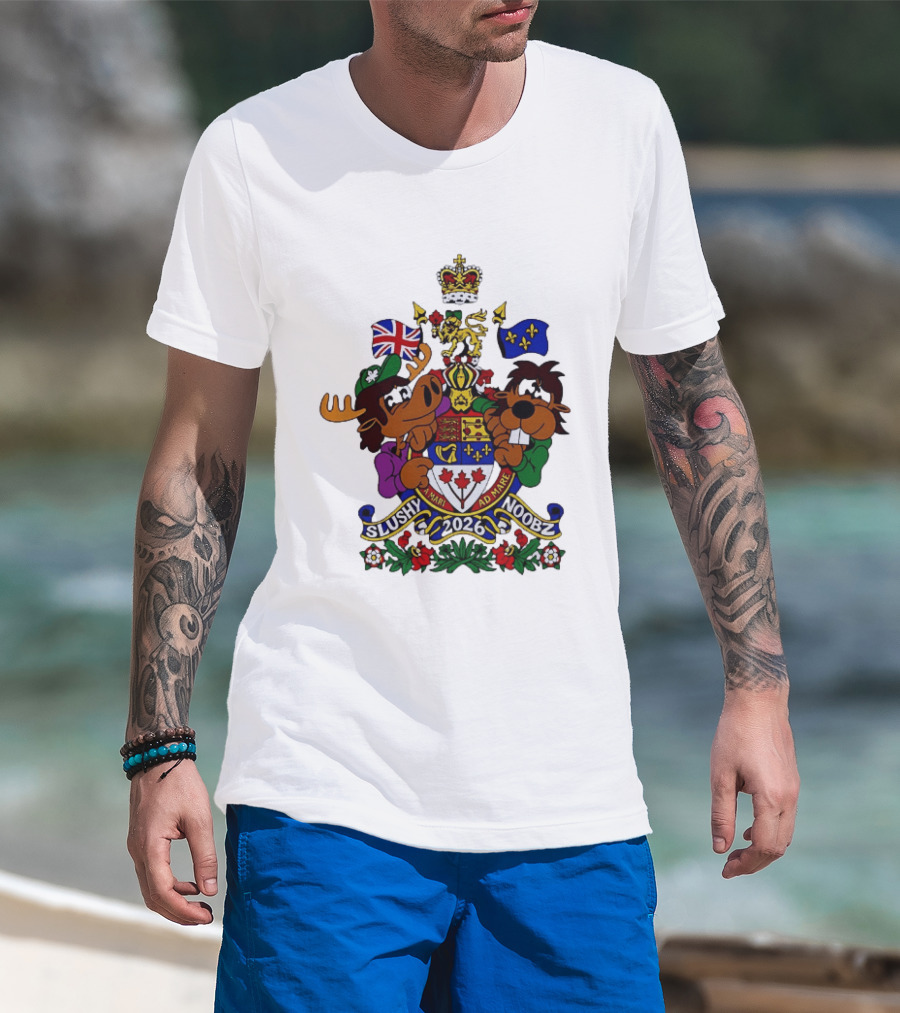 Slushy Noobz Canadian Crest Moose And Beaver 2026 T-Shirt