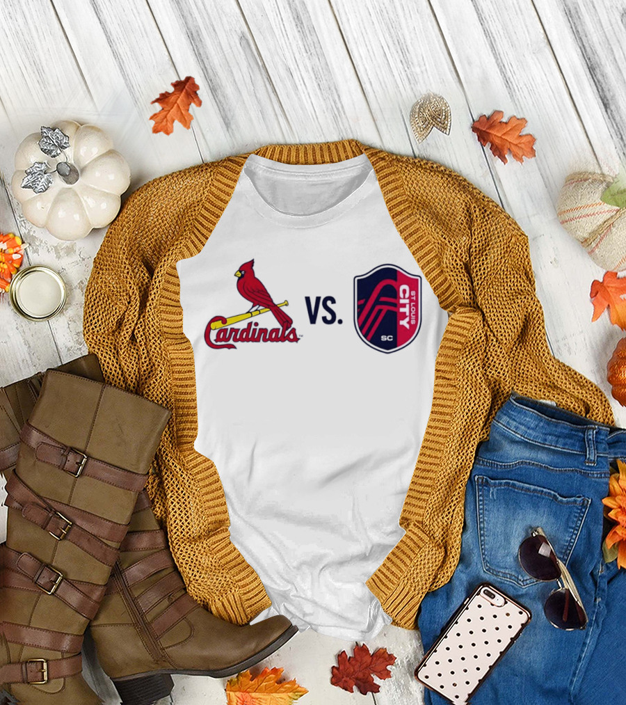 St Louis Cardinals vs St Louis City SC Matchup T-Shirt
