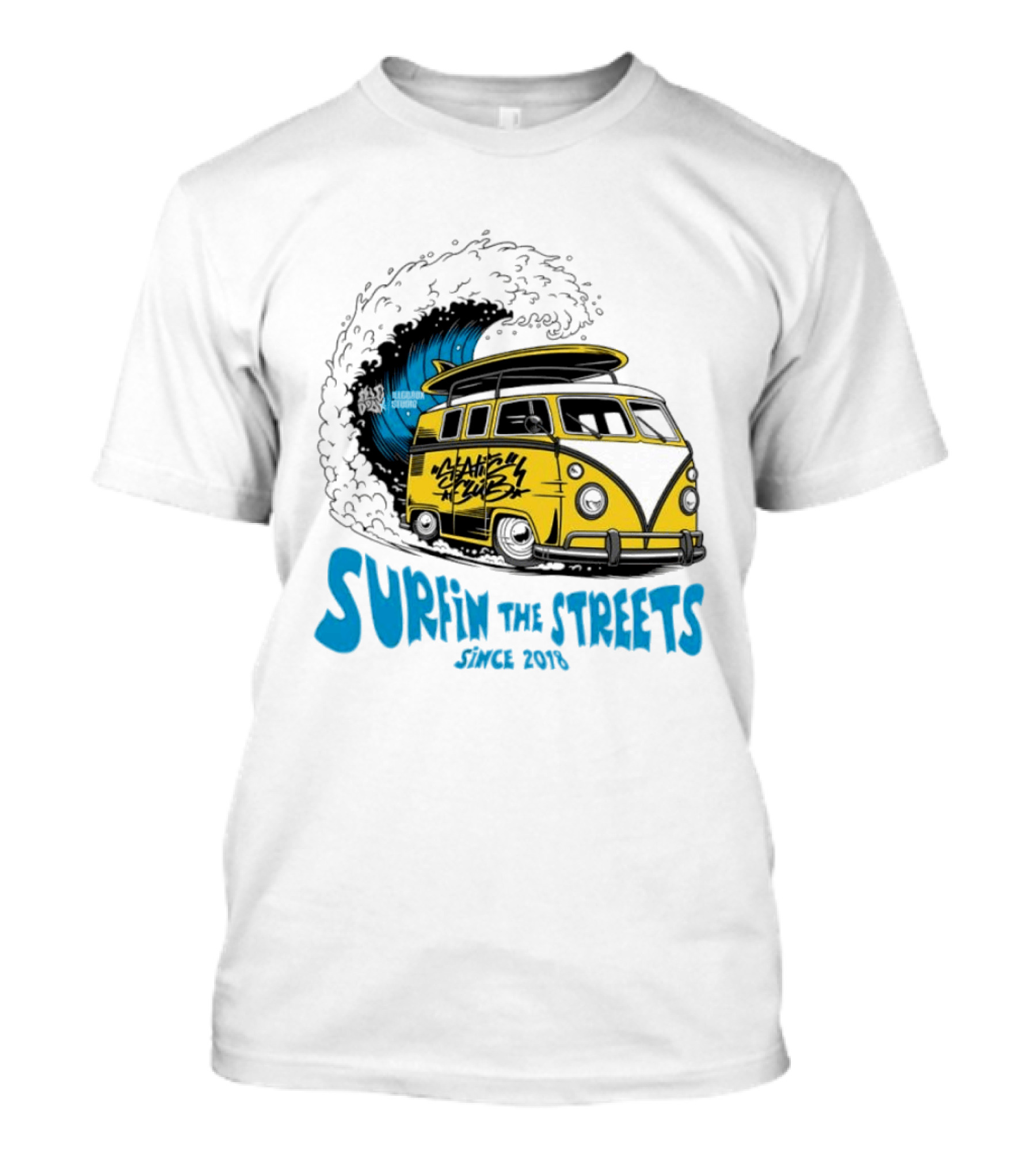 Static Club Volkswagen Bus Surfing Adventure Surfin The Streets Since 2018 T-Shirt